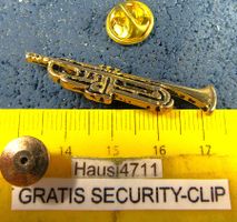 MUSIK PIN GOLDENE TROMPETE CUTOUT GEPRÄGT MIT SECURITY-CLIP