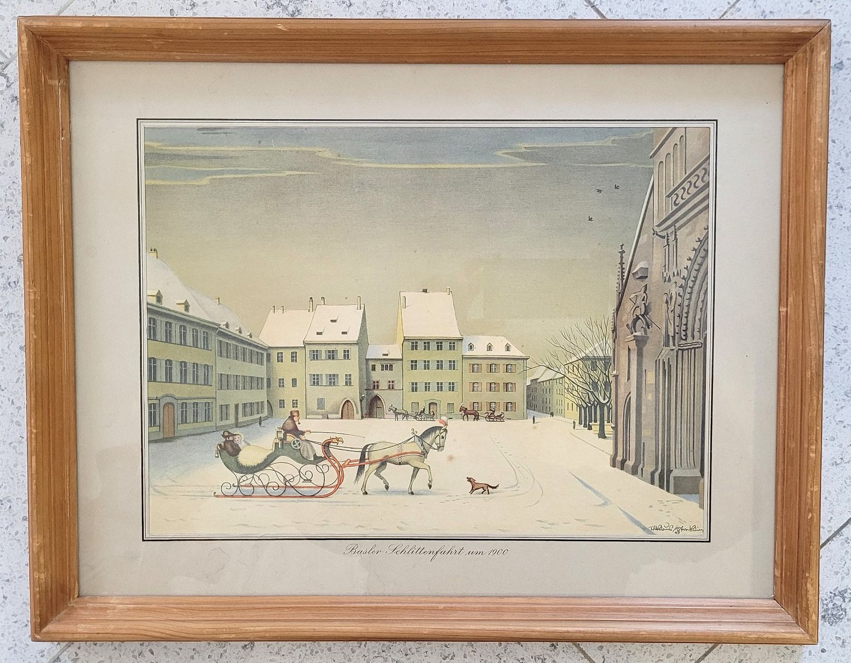 Grafica & Litografie: Stoecklin Niklaus: Basler Schlittenfahrt um 1900 – Usato da Basel venduto da Roberto002 1