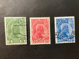 1915, Mi 1y-3ya gestempelt, gewöhnliches Papier, KP 360.--