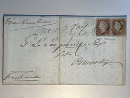 Grossbritannien 1847, One Penny Red im Paar, top Rarität!