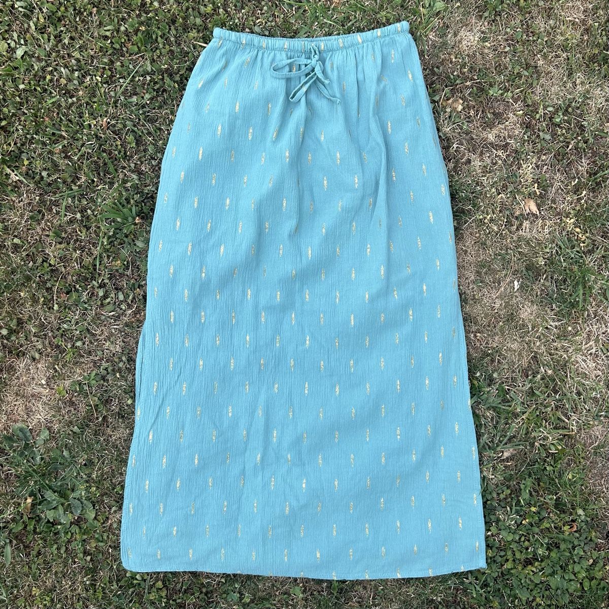 Röcke: Long Skirt Teal Gold Pattern Elastic Waist – Gebraucht aus brent von fukusapes