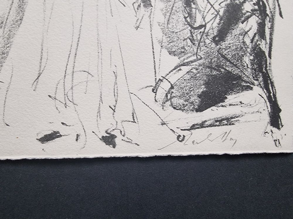 KÜNSTLER UNLESERLICH SIGNIERT LITHOGRAPHIE GRÖSSE 32X24CM 3