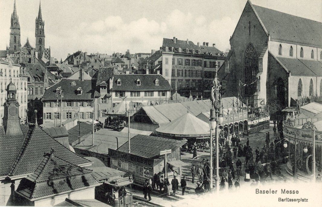 Cartoline postali: Basel  BS  -   BASLER MESSE  /  Barfüsserplatz – Usato da Brig venduto da Valcards54