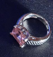 Eleganter Ring mit rosa Zirkonia, 925 versilbert, Gr.7