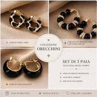Set orecchini nero & oro  3 paia