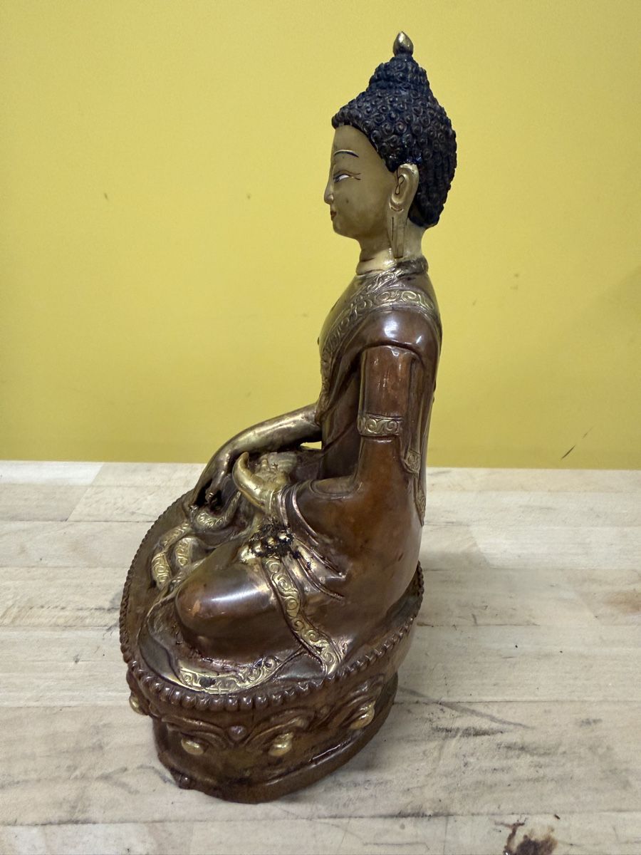 Statuette: Buddha Figur Messing Sitzend mit Sockel antik – Usato da Strengelbach venduto da RaenAntikDesign 5