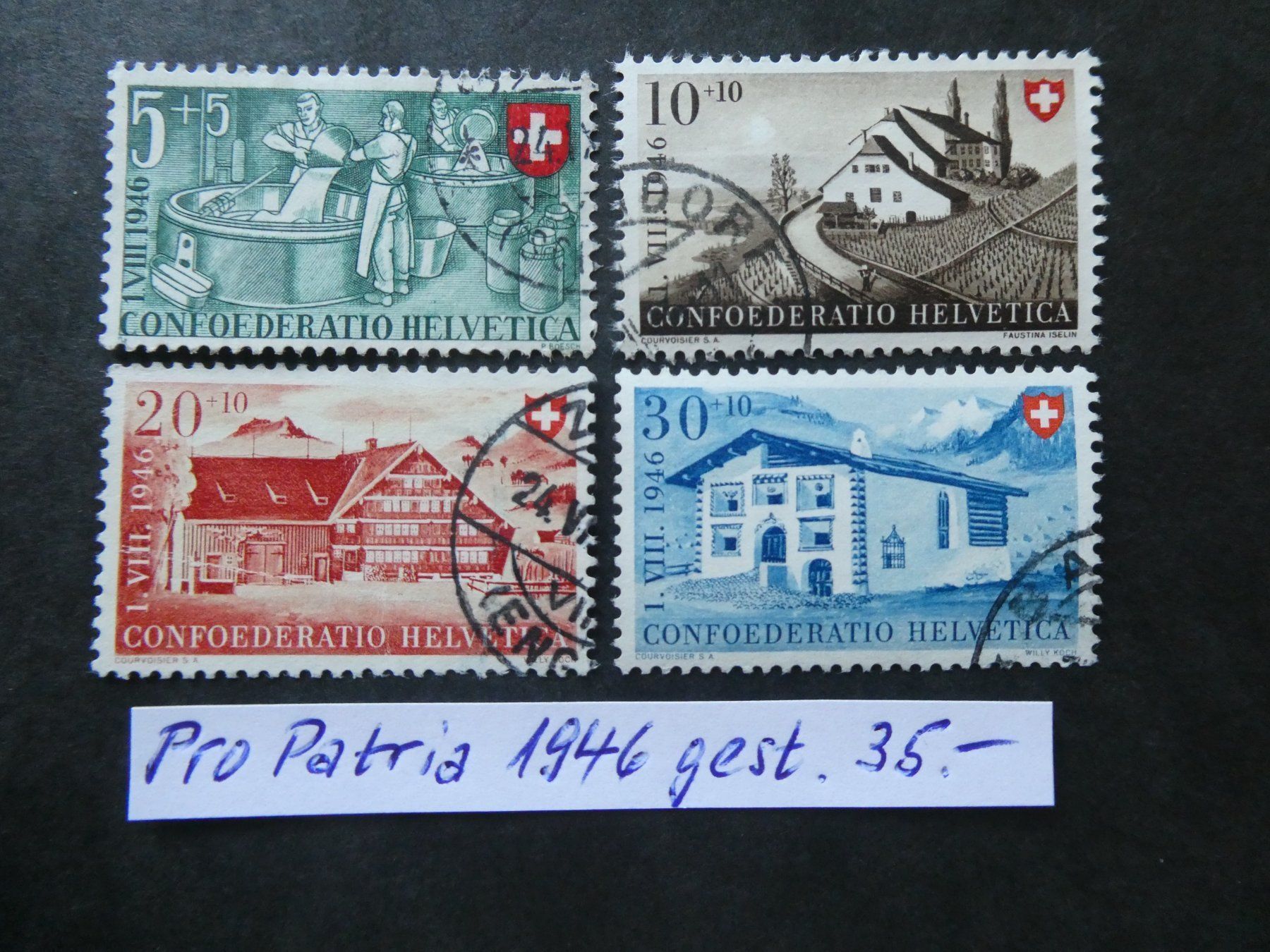 Alle Briefmarken: Pro Patria 1946 gestempelt – Gebraucht aus Lausen von Herbamare01