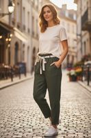 Damen Leinen Hose braun mit Gürtel m l xl 