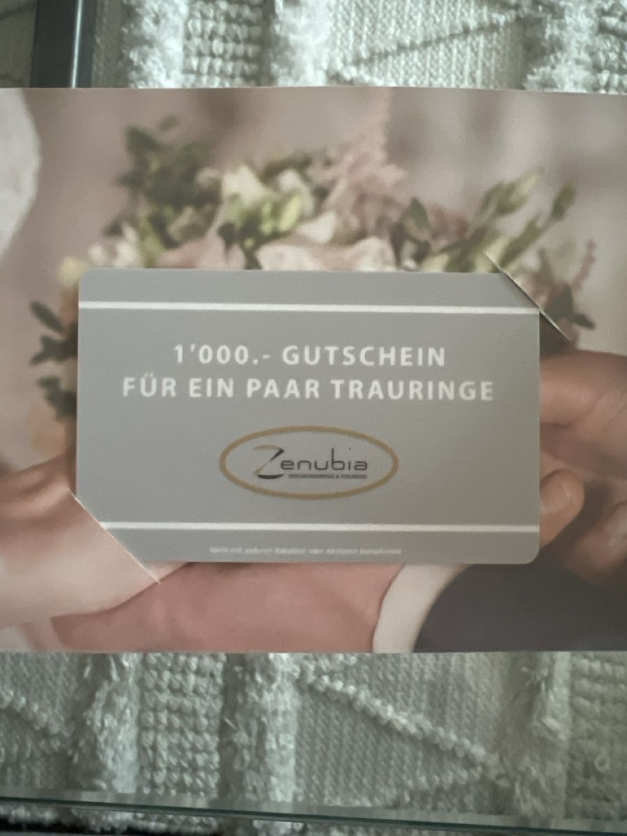 Gutscheine: Gutschein 1000 CHF Trauringe Zenubia – Neu und originalverpackt aus Weisslingen von lorrue