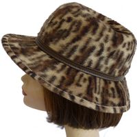 Hut Fedora Filz Gr. 53/54 VINTAGE 1980s Animal Print