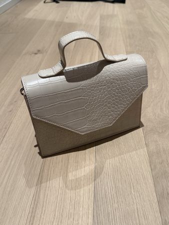 Handtasche Pieces beige Krokodiloptik neuwertiger Zustand