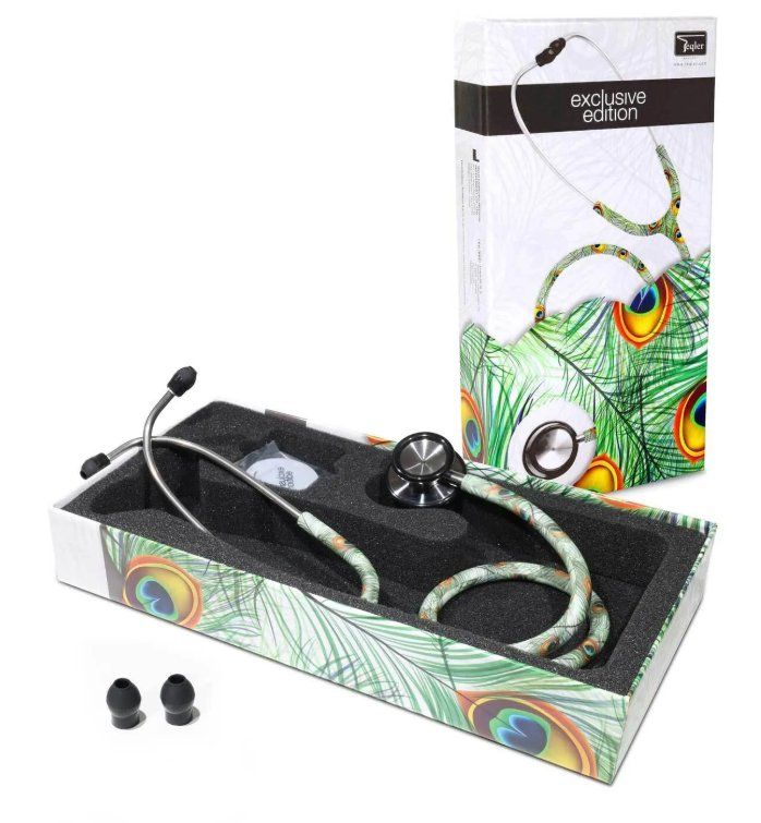 Attrezzature mediche: Doppelkopf-Stethoskop "exclusive edition" PEACOCK – Nuovo e nell'imballaggio originale da Schaffhausen venduto da Praxis-Nova 1