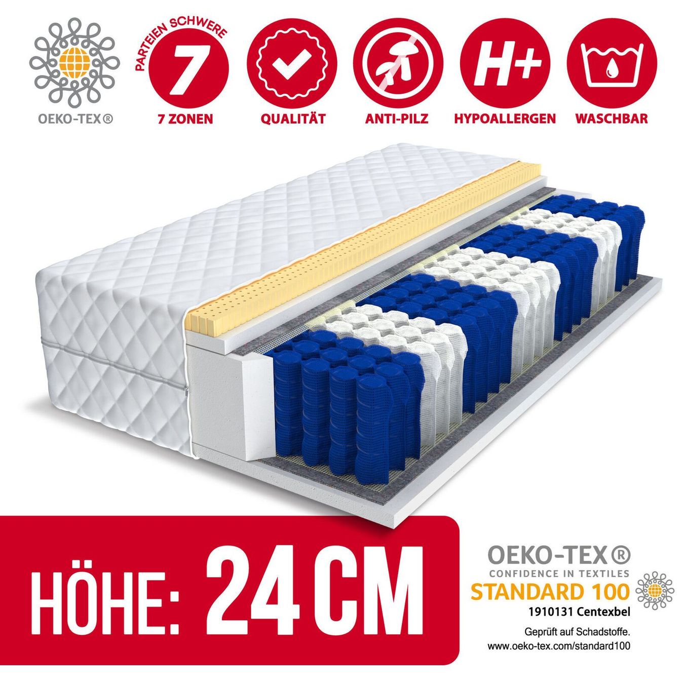 Matratzen: Matratze 180x200 TODI MAX - H3 - 24cm – Neu und originalverpackt aus Wallenwil von toesstal-vertrieb