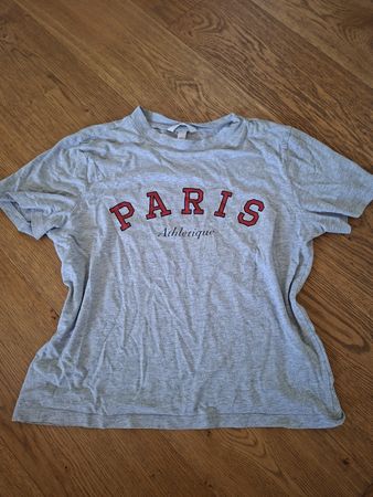 T-shirt gris inscription Paris, S, bon état
