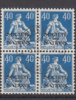 Alle Briefmarken: SBK D lll 8 im 4er-Block mit ST Genève – Gebraucht aus Bürglen TG von StampGraf