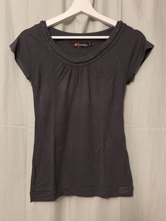 Damen T-Shirt Gr. XS, Grau, Zopfmuster