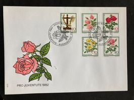 Schweiz 1982 Ersttagsbrief Satz Pro Juventute Rosen TdB