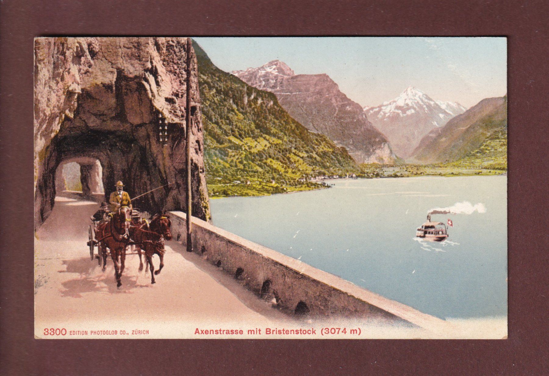 Cartoline postali: AXENSTRASSE - Kutsche - Bristenstock – Usato da Pully venduto da nicecards