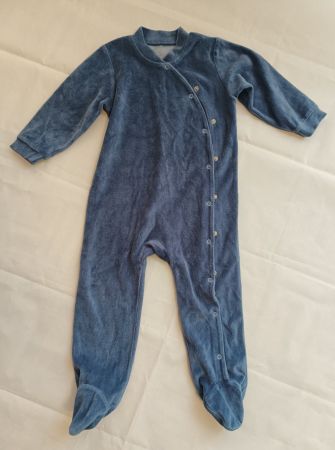 Kinder Schlafanzug Overall Pyjama Plüsch Gr 92 Blau