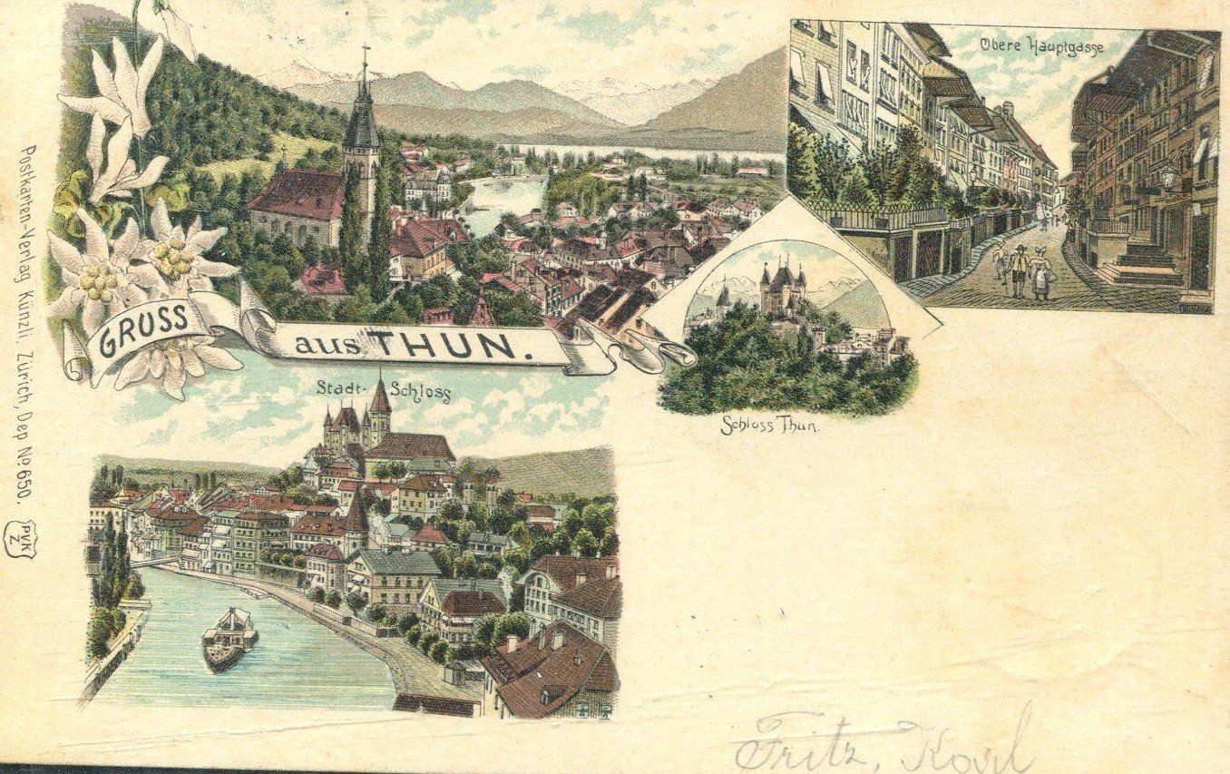 Cartoline postali: Thun Obere Hauptgasse Litho – Usato da Rapperswil SG venduto da INTELVI