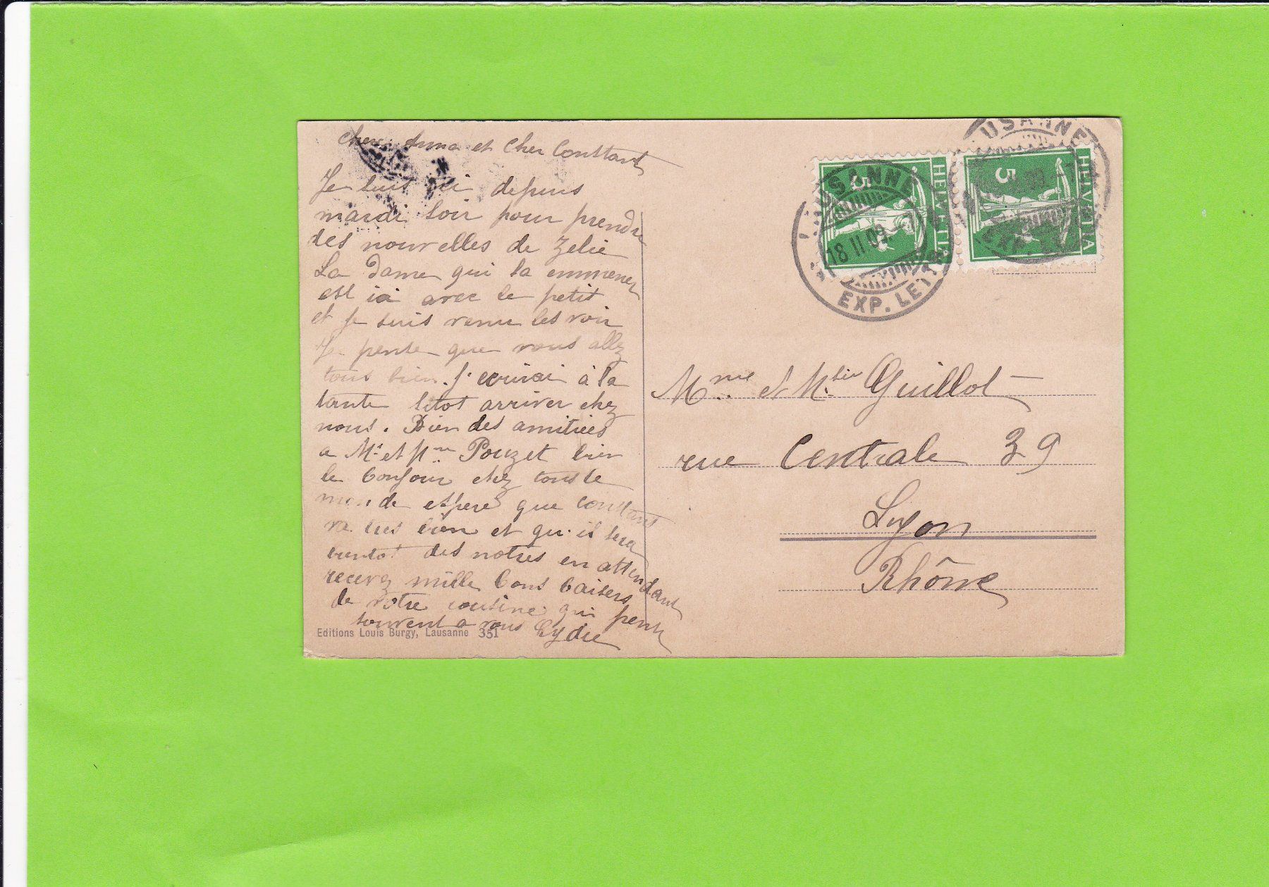 Cartoline postali: Lausanne – Usato da St. Peterzell venduto da neckertal 1