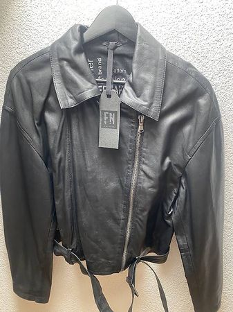 Nile Neue Freaky Nation Echtlederjacke schwarz Grösse M