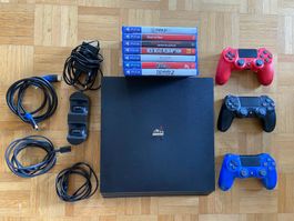 Sony PlayStation 4 Pro 1 TB 3 Controller, 7 Spiele & Mics