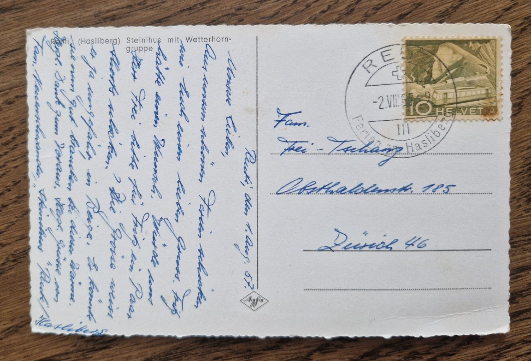 Cartoline postali: Reuti, Hasliberg 1957 – Usato da Ebikon venduto da Donar50 1