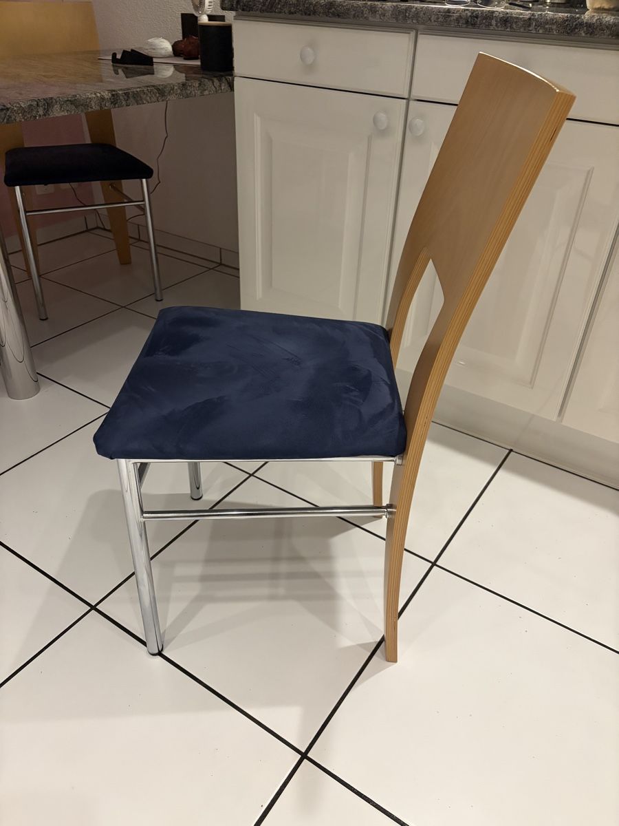 Sedie: Designer Stuhl Holz Chrom Alcantara  – Usato da Cham venduto da Manilu 1