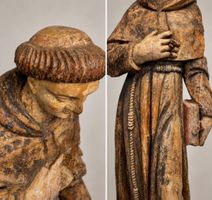 Antike Skulptur Francesco d’Assisi, geschnitzt, 112cm