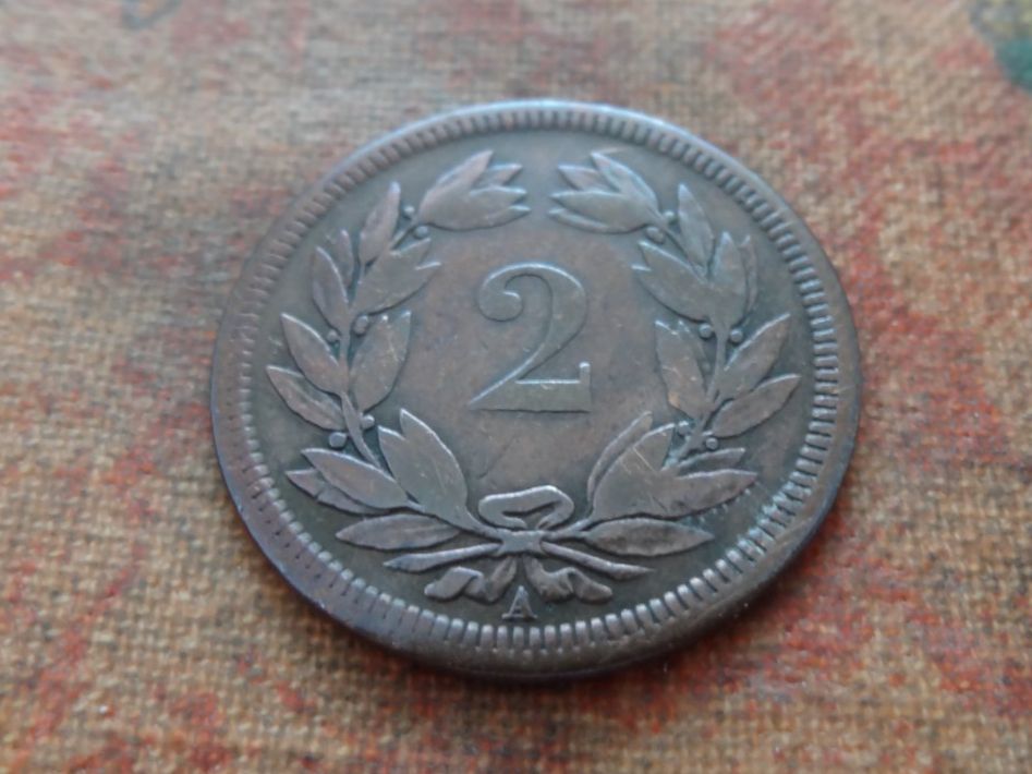 Alle Münzen: 2 Rp. 1850 – Gebraucht aus Romanel-sur-Lausanne von Swift13 1