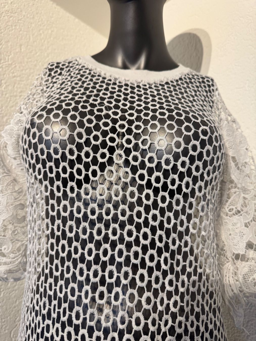 Vestiti: Kleid weiss Spitze Netzmuster Grösse M neuwertig – Usato da Frenkendorf venduto da Style365 3