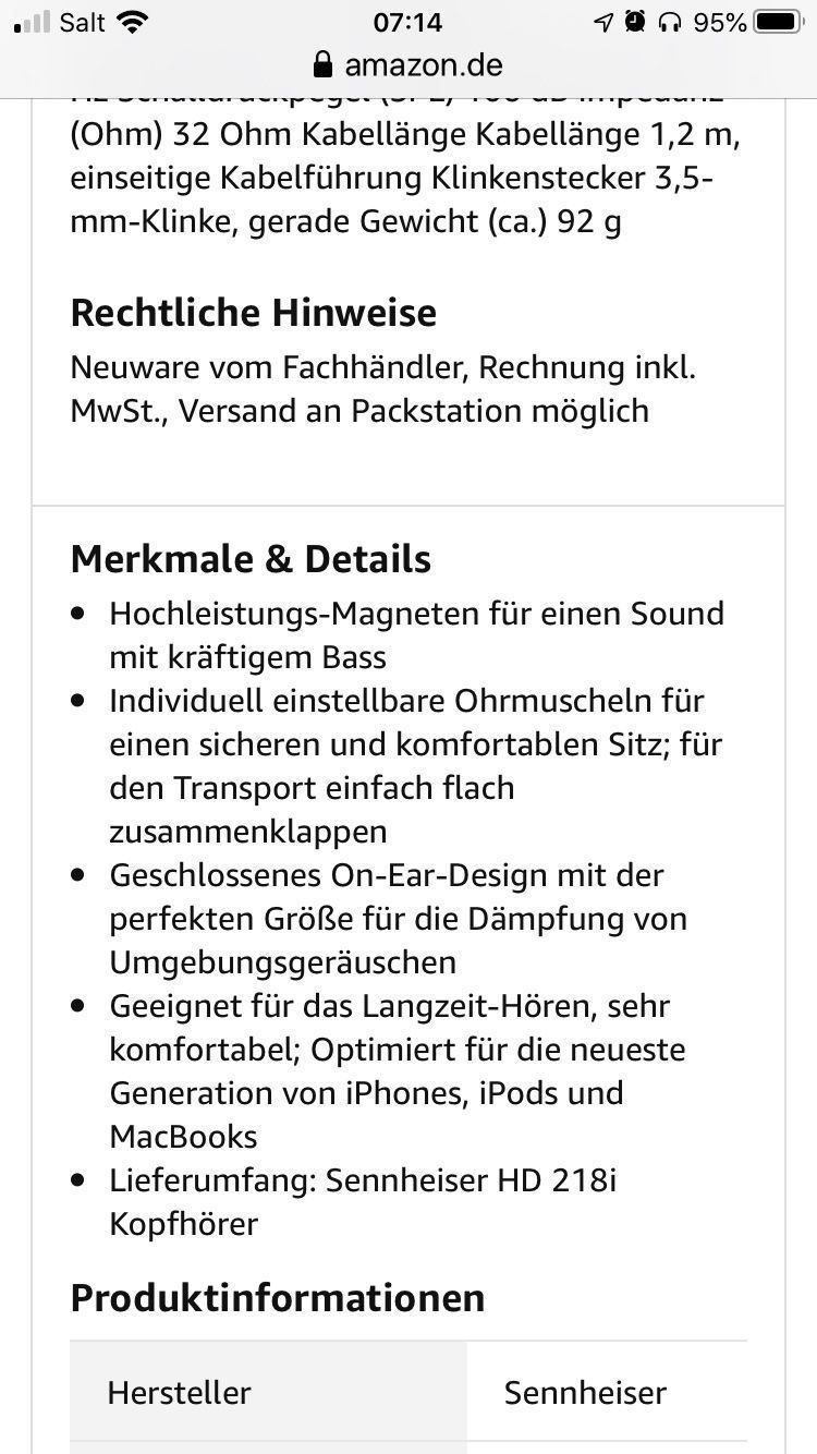 Sennheiser Cuffie: SENHEISER HD 218i Kopfhörer – Usato da Mauren venduto da SB1606 8