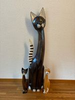 Deko Katzen aus Holz – 3-teiliges Set