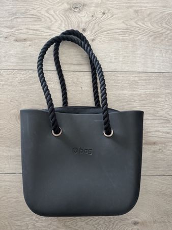 O bag Handtasche schwarz mit Seilgriffen gebrauchter Zustand