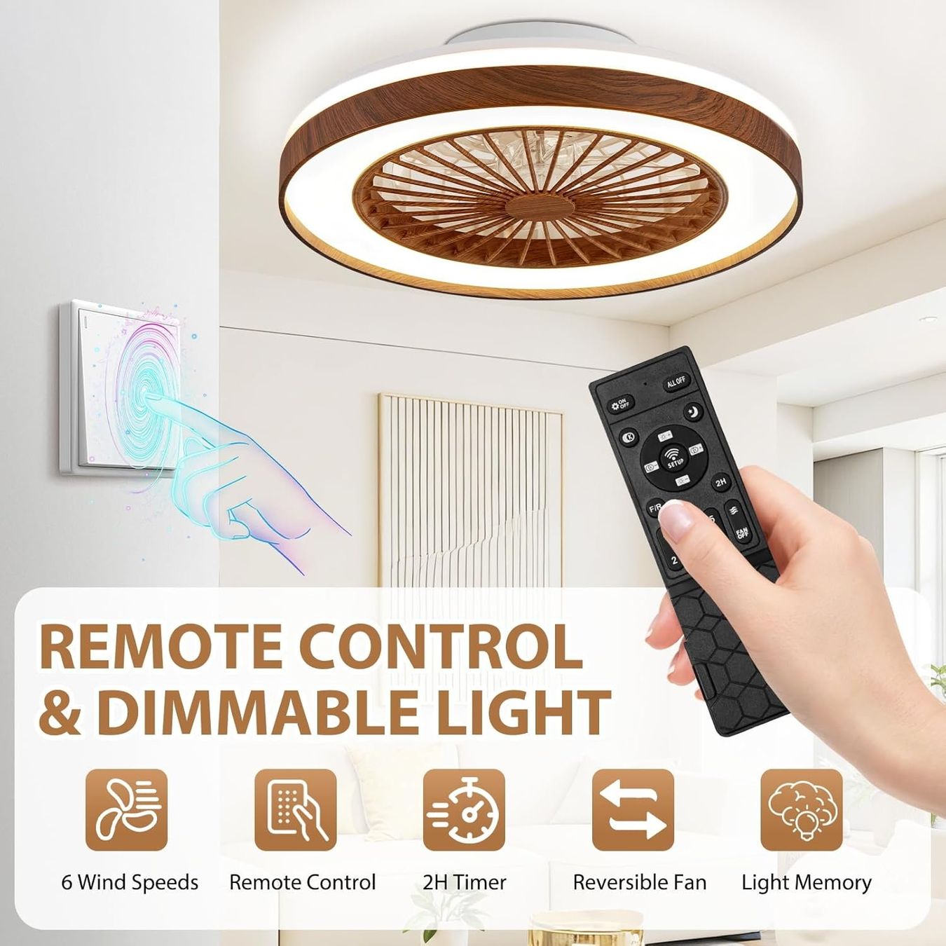Lampadari & plafoniere: Deckenventilator mit Lampe Ø48 cm Holzoptik dimmbar – Nuovo e nell'imballaggio originale da Zürich venduto da jasminleut 2