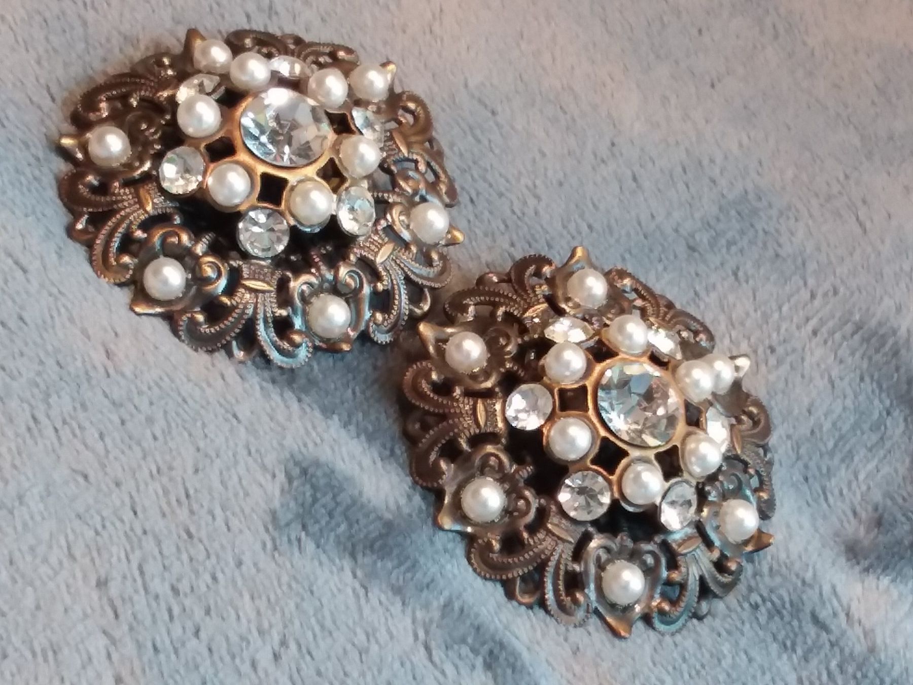 Orecchini pendenti & Orecchini a lobo: Antike luxuriöse Perlchen/Strass Ohrclips, ca 1920 – Usato da Zürich venduto da philpip 1