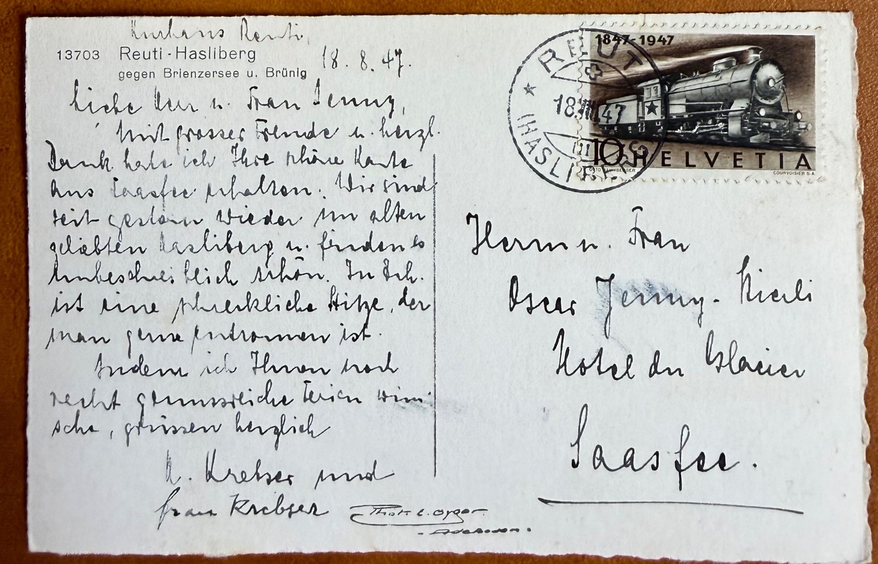 Cartoline postali: Reuti - Hasliberg - Panorama 1947 – Usato da Lutry venduto da Ediego 1