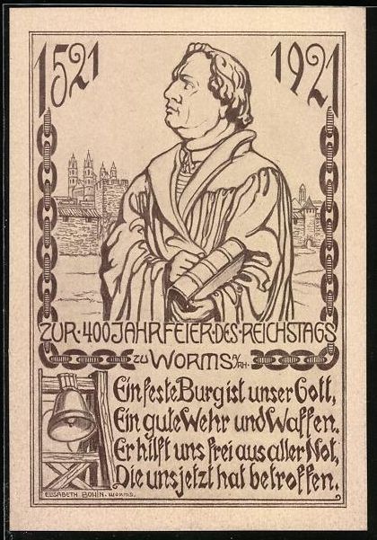 Cartoline postali: Worms, 400 Jahrfeier d. Reichstags, 1521 – Usato da Berlin venduto da bartko-reher