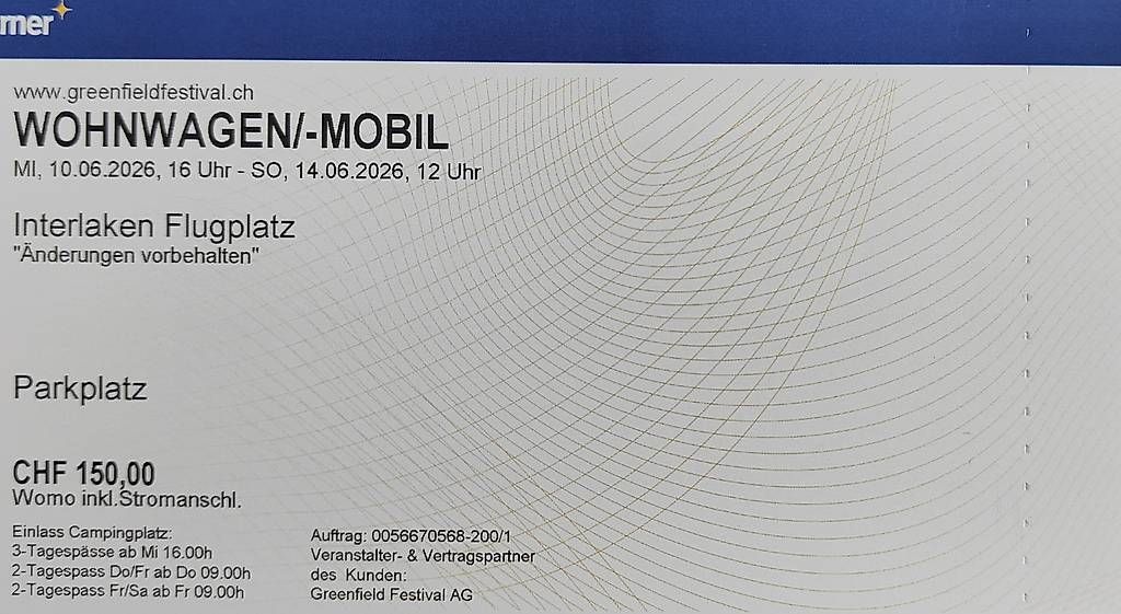 Tickets: Greenfield Wohnmobil Wohnwagen Ticket – Gebraucht aus Hubersdorf von Daevmetal