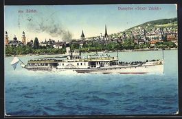 AK Zürich, Dampfer Stadt Zürich, 1911