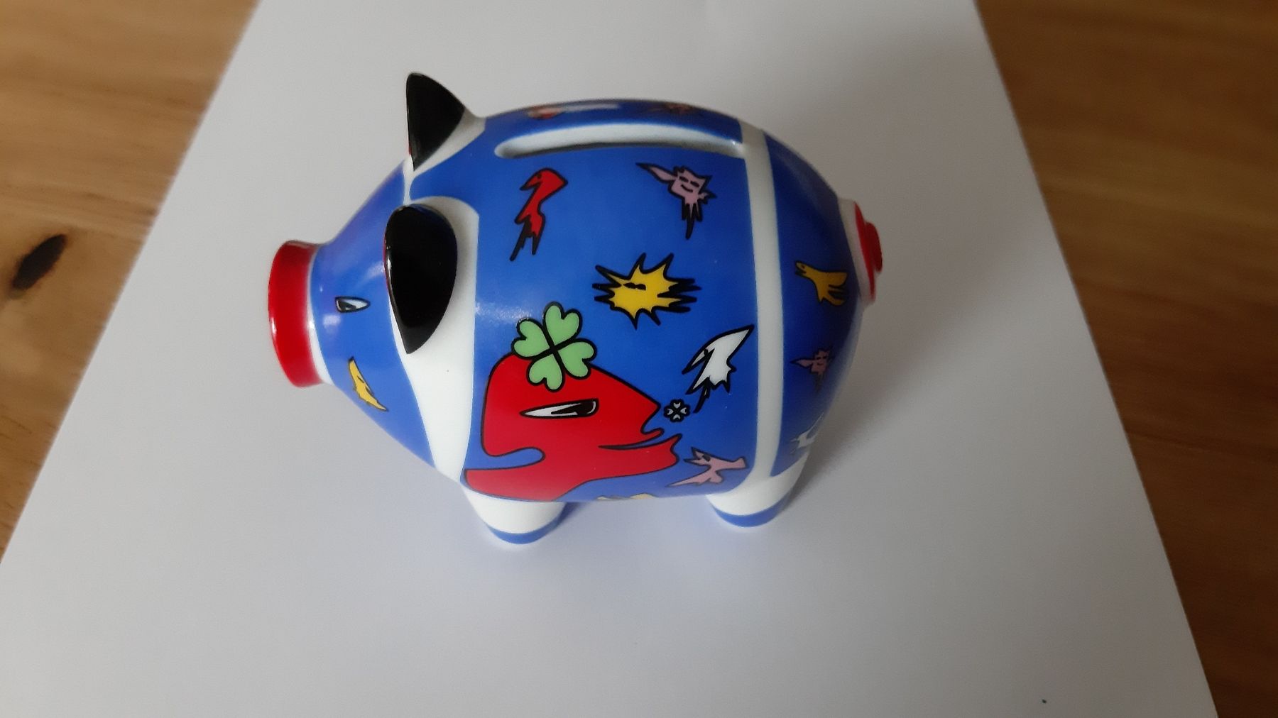 Ritzenhoff Statuette: Ritzenhoff Mini Sparschwein, Design Ambrogio Pozzi, Blau – Usato da St. Gallen venduto da Leika2000 1
