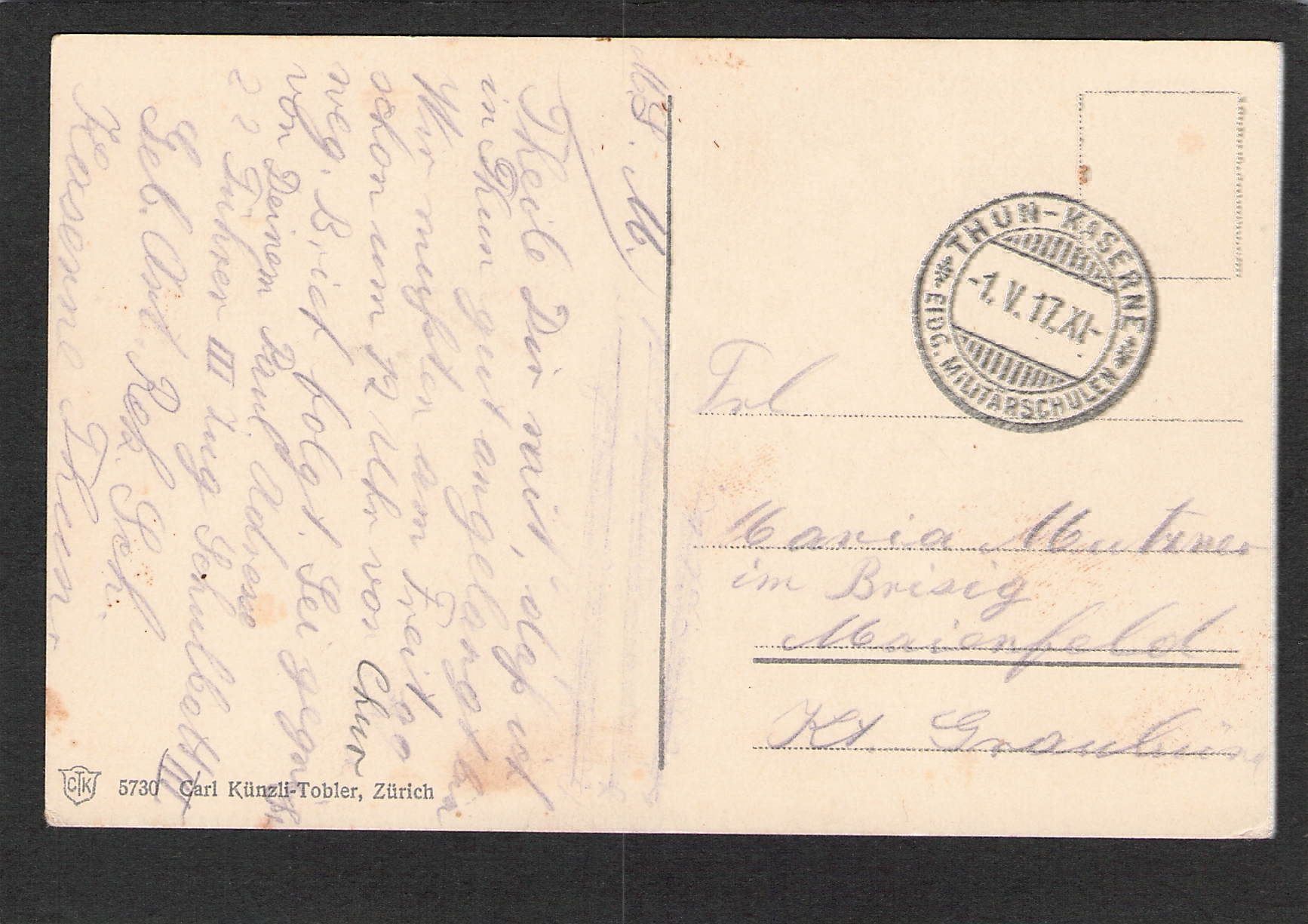 Cartoline postali: AK. BE Thun Kaserne , Militär , 1917 – Usato da Reichenburg venduto da ibiza18 1