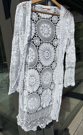 Cardigan veste en crochet coton