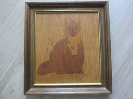 Intarsien Bild Marder Unikat Wandbild, Vintage, Top Zustand!