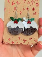 Boucles d'oreilles pudding de Noël paillettes neuves