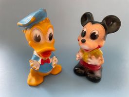 2x Vintage Disney Quietschfigur Comic Figur Donald & Mickey