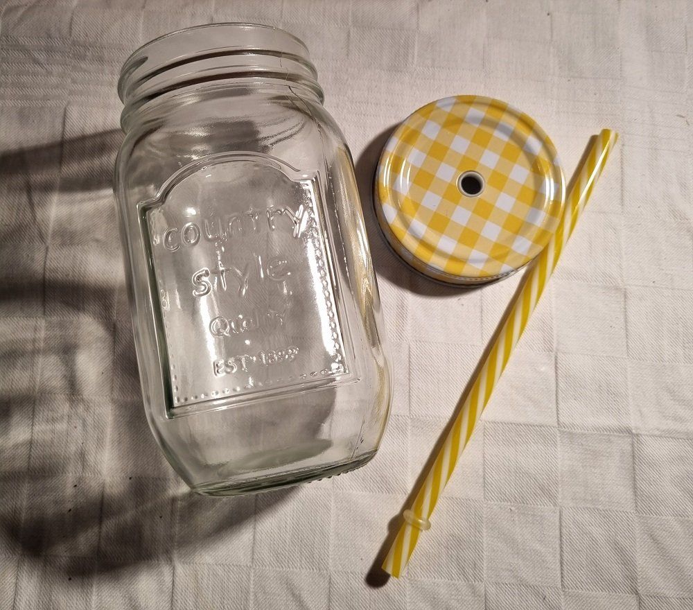 Gläser: Trink Glas Becher mit Deckel und Röhrli Strohhalm – Neu (gemäss Beschreibung) aus Oberentfelden von Creapoint 2