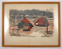 LIECHTI Werner (1917-2007) - Gehöf - Signierte Lithographie