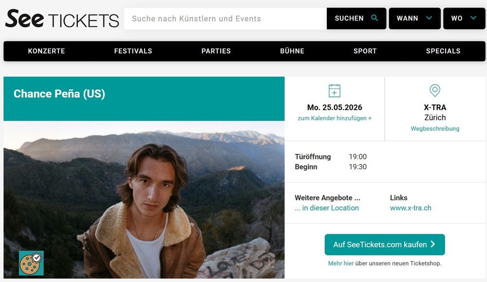 2 Tickets für Konzert von CHANCE PEÑA, 25. Mai 2026, Zürich (Gebraucht ...